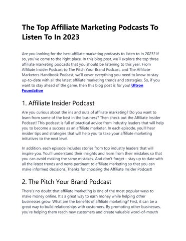 Must-Listen Affiliate Marketing Podcasts