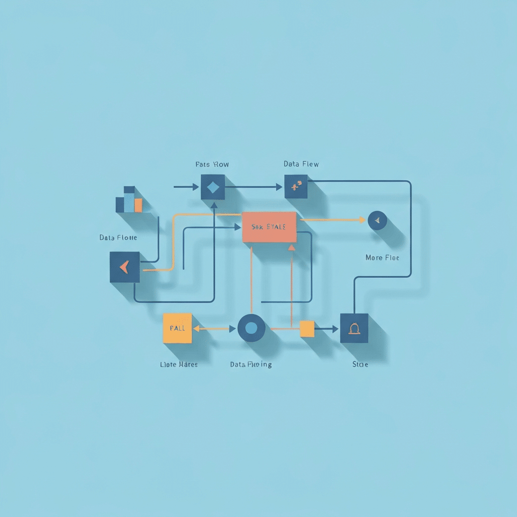 Minimalist editorial infographic-style scene: a layered transparent diagram floating above a desk, labeled tiers “Triggers,” “Workflow Logic,” “AI Actions,” “Systems of Record,” “Guardrails”; clean typography, soft shadows, modern enterprise aesthetic, bright neutral lighting, ultra-sharp edges, 24mm lens perspective, high-detail realism.