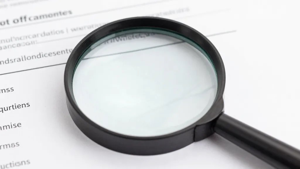 closeup of a magnifying glass over a Word document