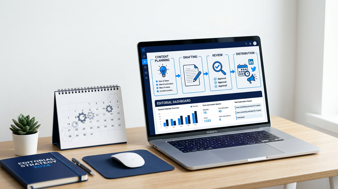 Automation Workflows for Content Publishing with editorial calendar and publishing system
