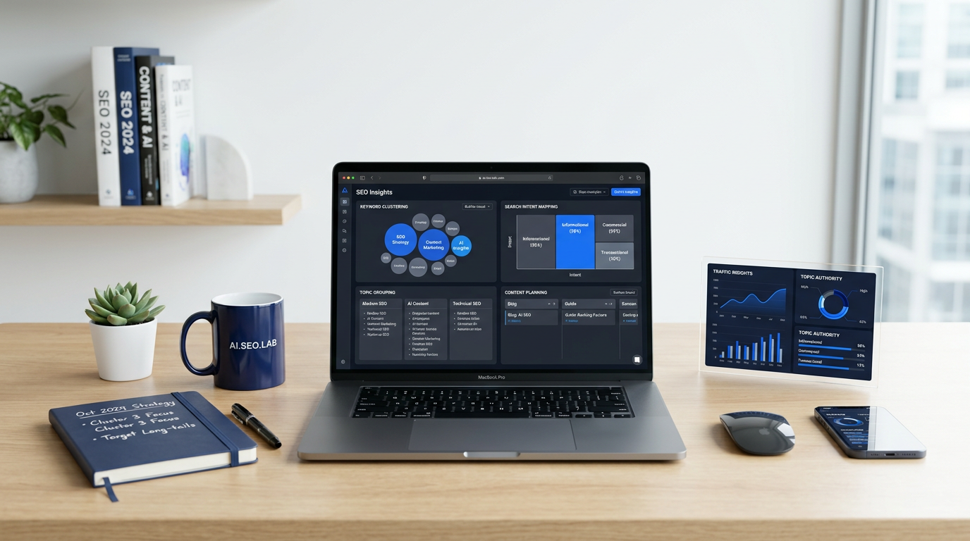 How to use AI for SEO research workspace with keyword clustering search intent mapping and content planning