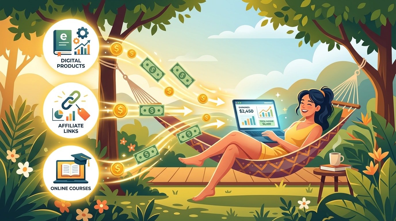 Passive income with AI tools illustration