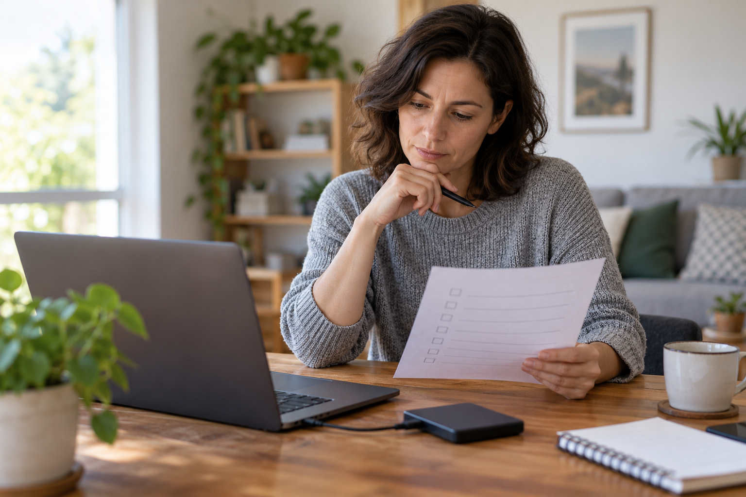 Blogger reviewing a recovery checklist for a blog backup strategy